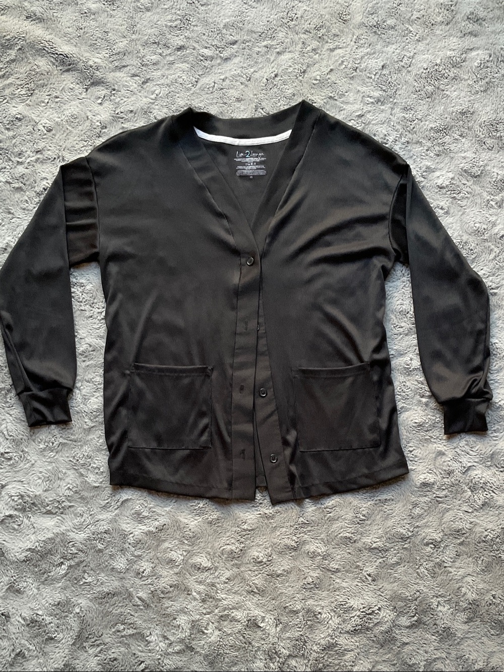 Black V-Neck Button Cardigan